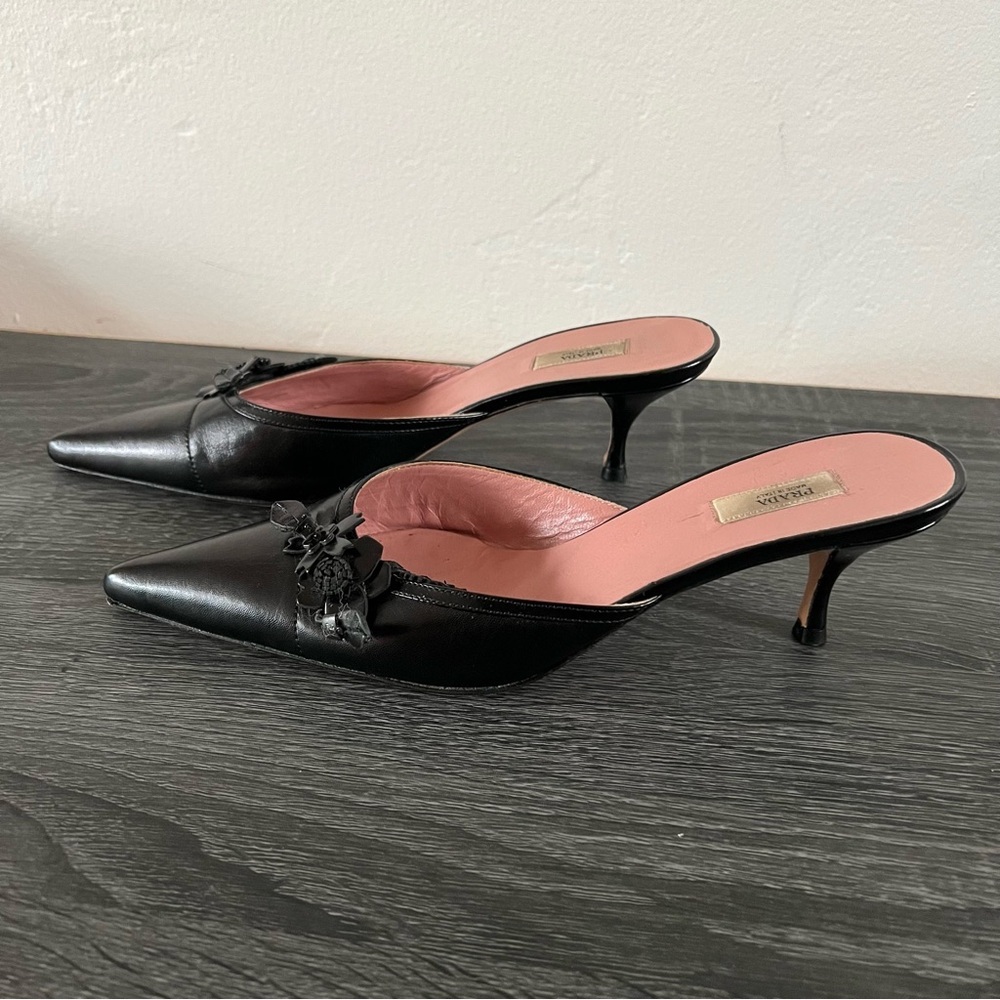 Prada Kitten Heel Mules size 34.5 - Picture 9 of 12